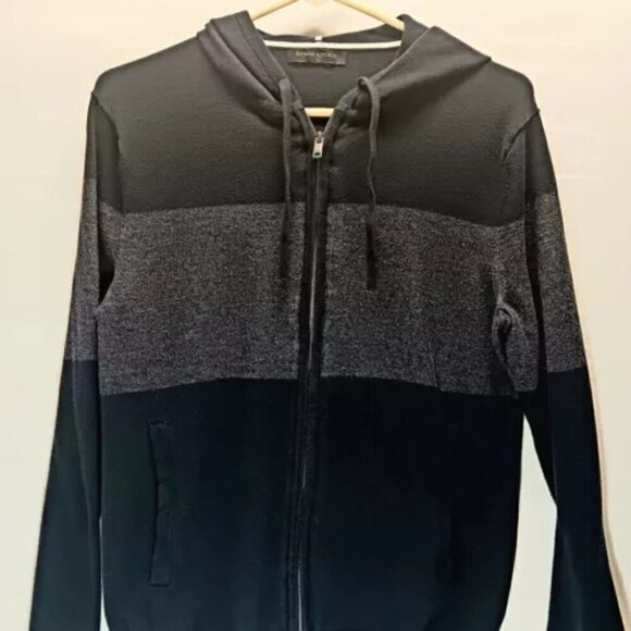Banana Republic Pima Cotton Lightweight Heather Navy Full Zip Hoodie Men’s Small - Picture 2 of 8
